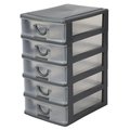 Hds Trading 5 tier Plastic Drawer Organizer, Grey ZOR95972